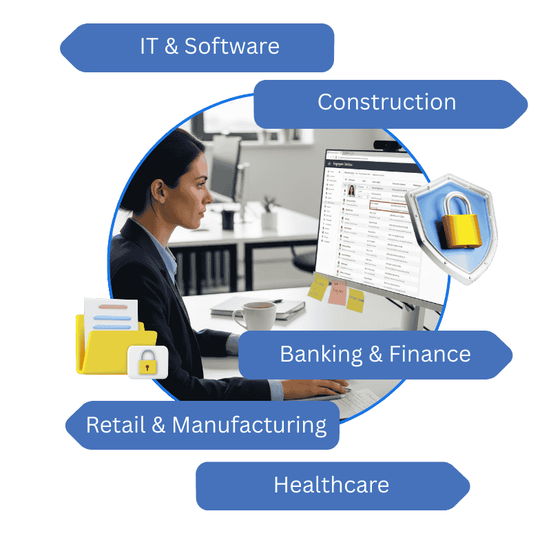 An image of HR using Runtime HRMS for employee verification in different industries