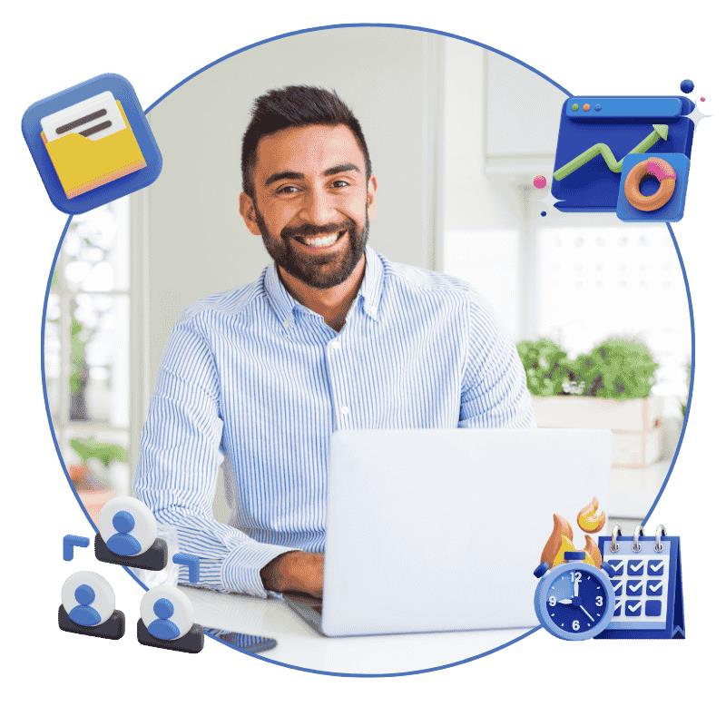 An image of employee working on project