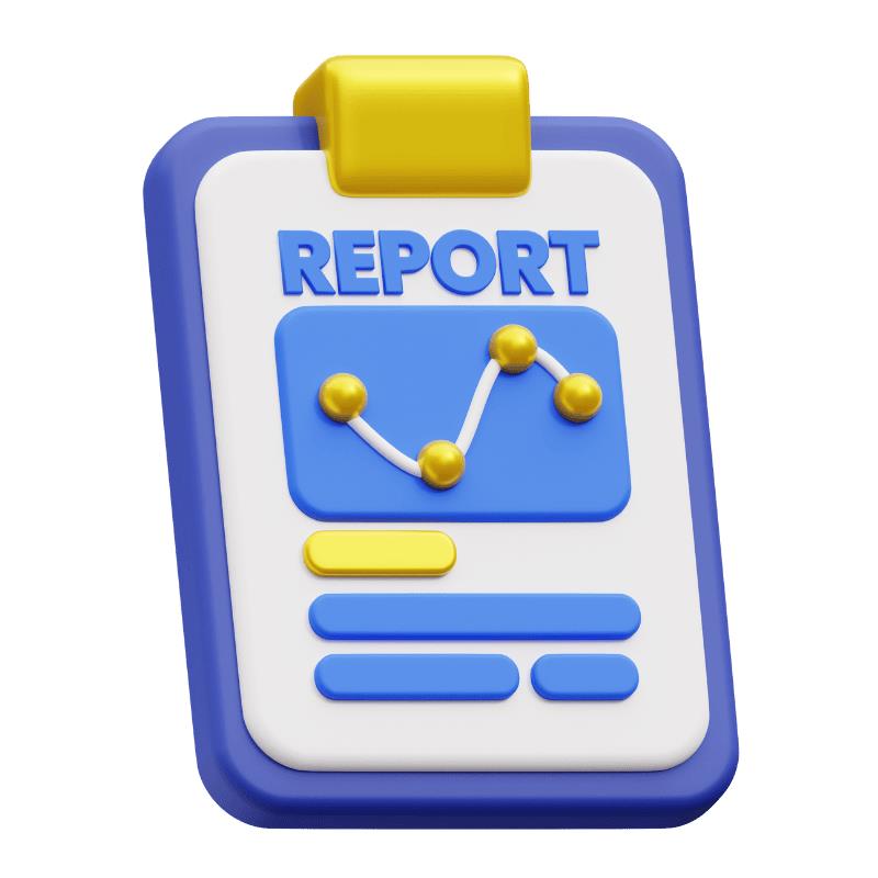 3D image of reports and analytics