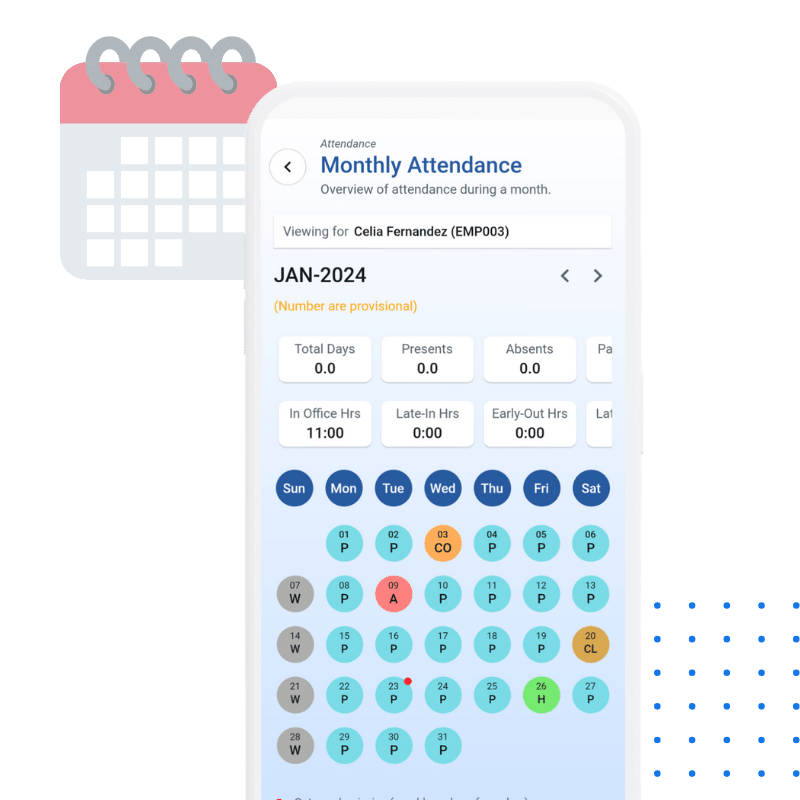 View attendance calendar and daily time punches using Runtime Workman
