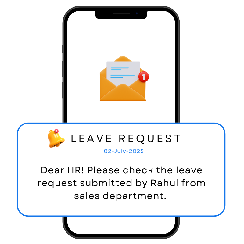 A mobile device that displays a leave request notification